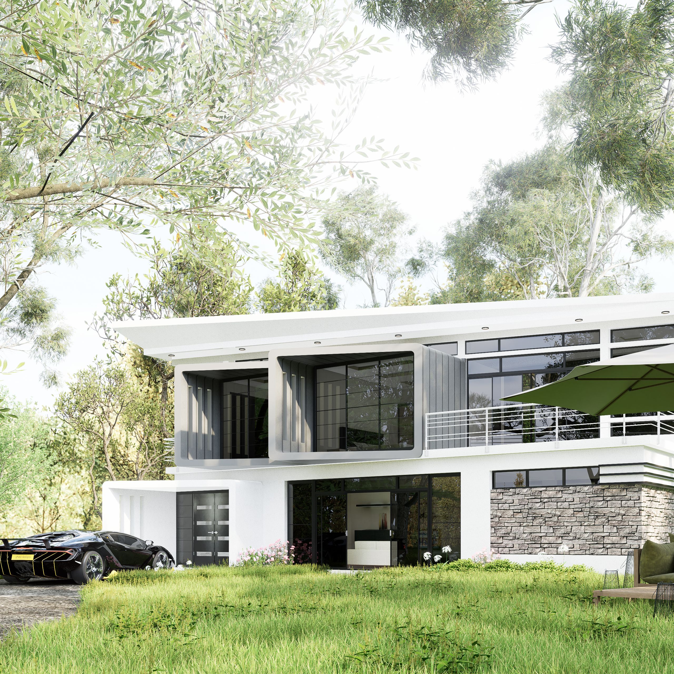 Custom Home Exterior Design Concept – Residential Façade & Curb Appeal Plan